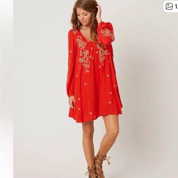 Free People Red Floral Dress - Picture 5 of 7